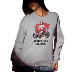 Champion Powerblend Pullover Grey Sexy Red Witch Graphic Print Sweatshirt